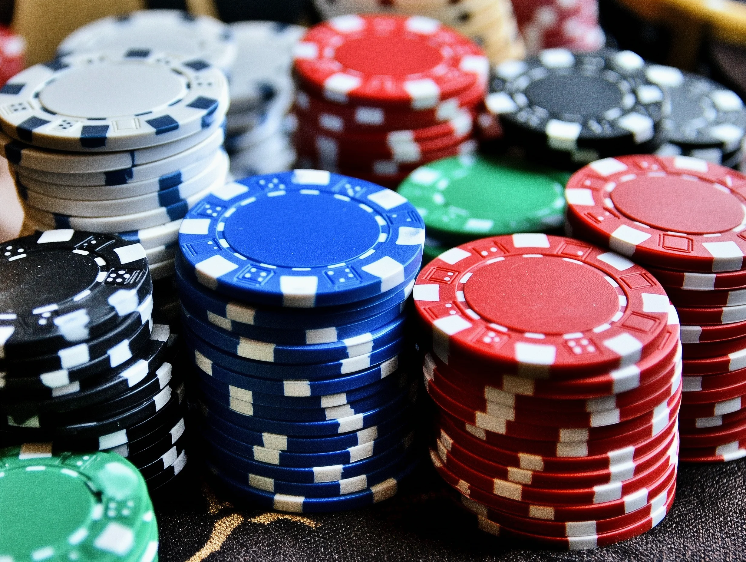 Stacked Casino Chips Ready for Action